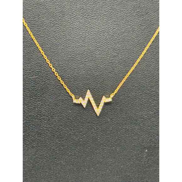 Gold Tone Heartbeat Necklace - Picture 2 of 7